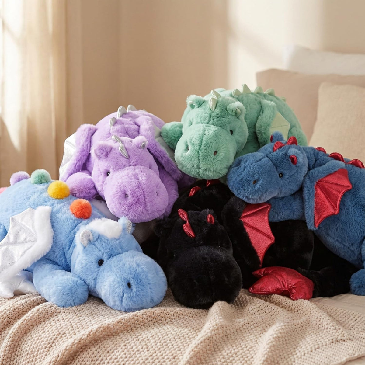 ARELUX Peluche gigante de dragón alado con peso \u2013 35.4 pulgada...