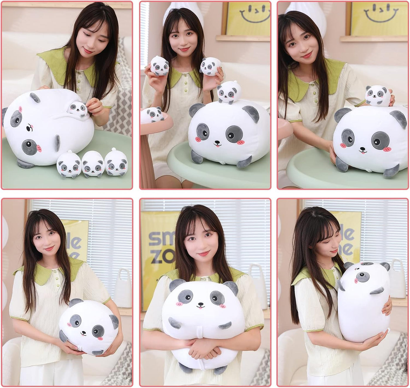 SQEQE Panda Mommy - Animal de peluche con 4 pandas de bebé, juguete...
