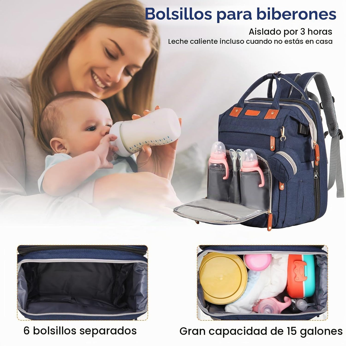 Mochila para pañales para bebé, con estación de cambio de pañales,...