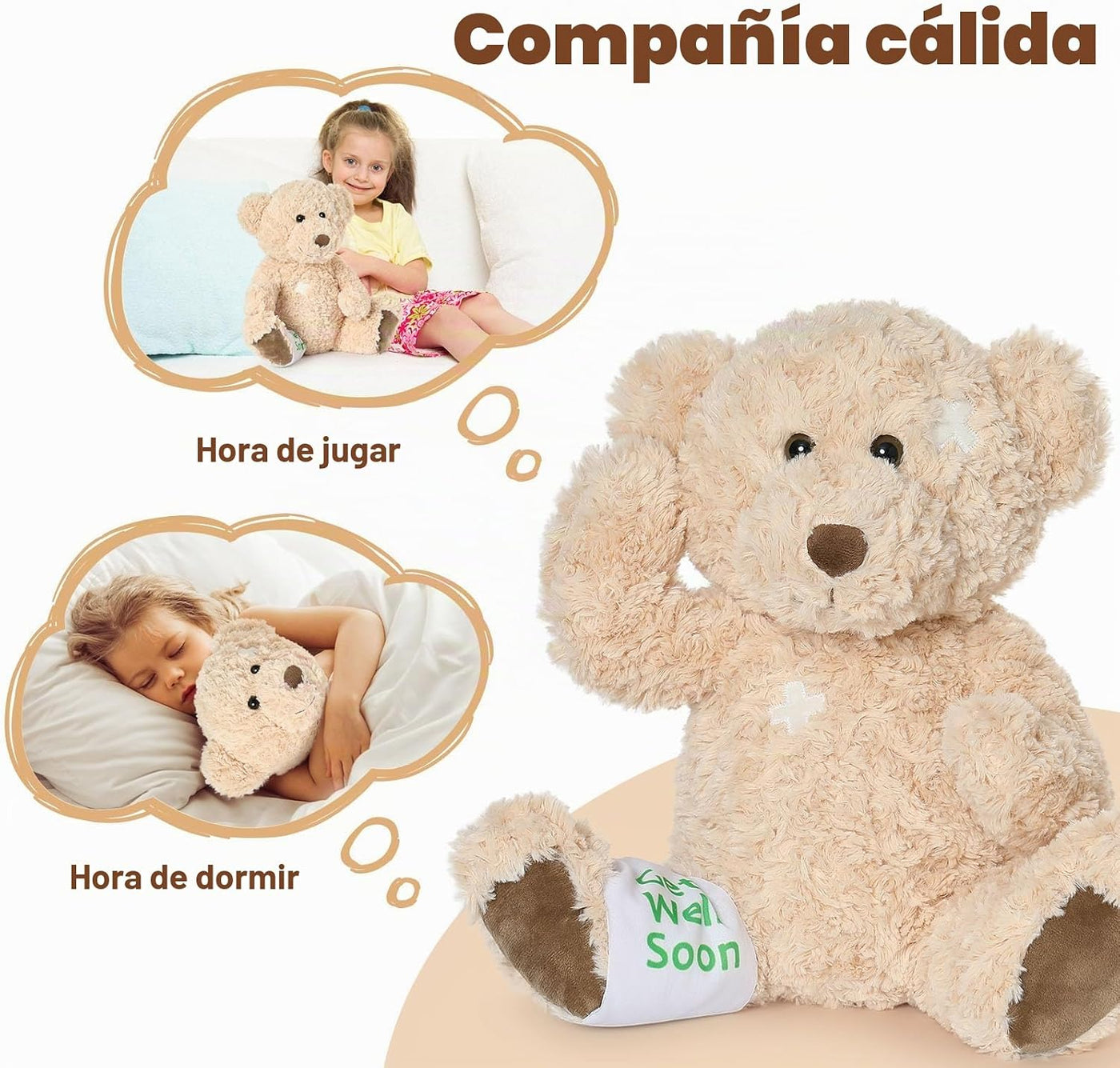 Muiteiur Oso de peluche Get Well Soon de 13.8 pulgadas, animal de p...