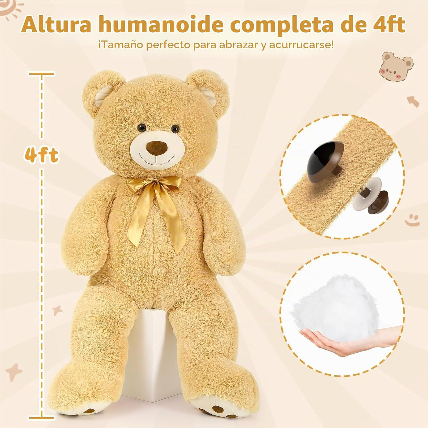 MorisMos Oso de peluche gigante de 47 pulgadas, 4 pies, oso de pelu...