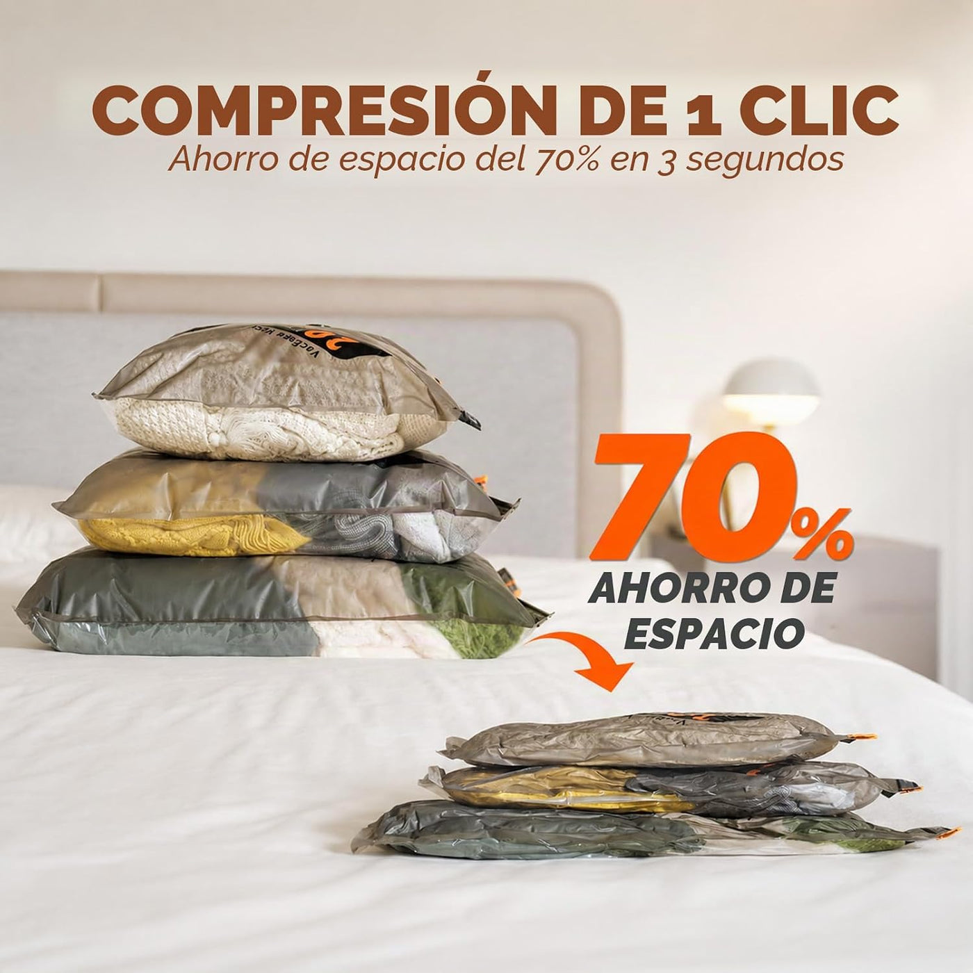 Juego de bolsas de almacenamiento de viaje con bomba inalámbrica re...