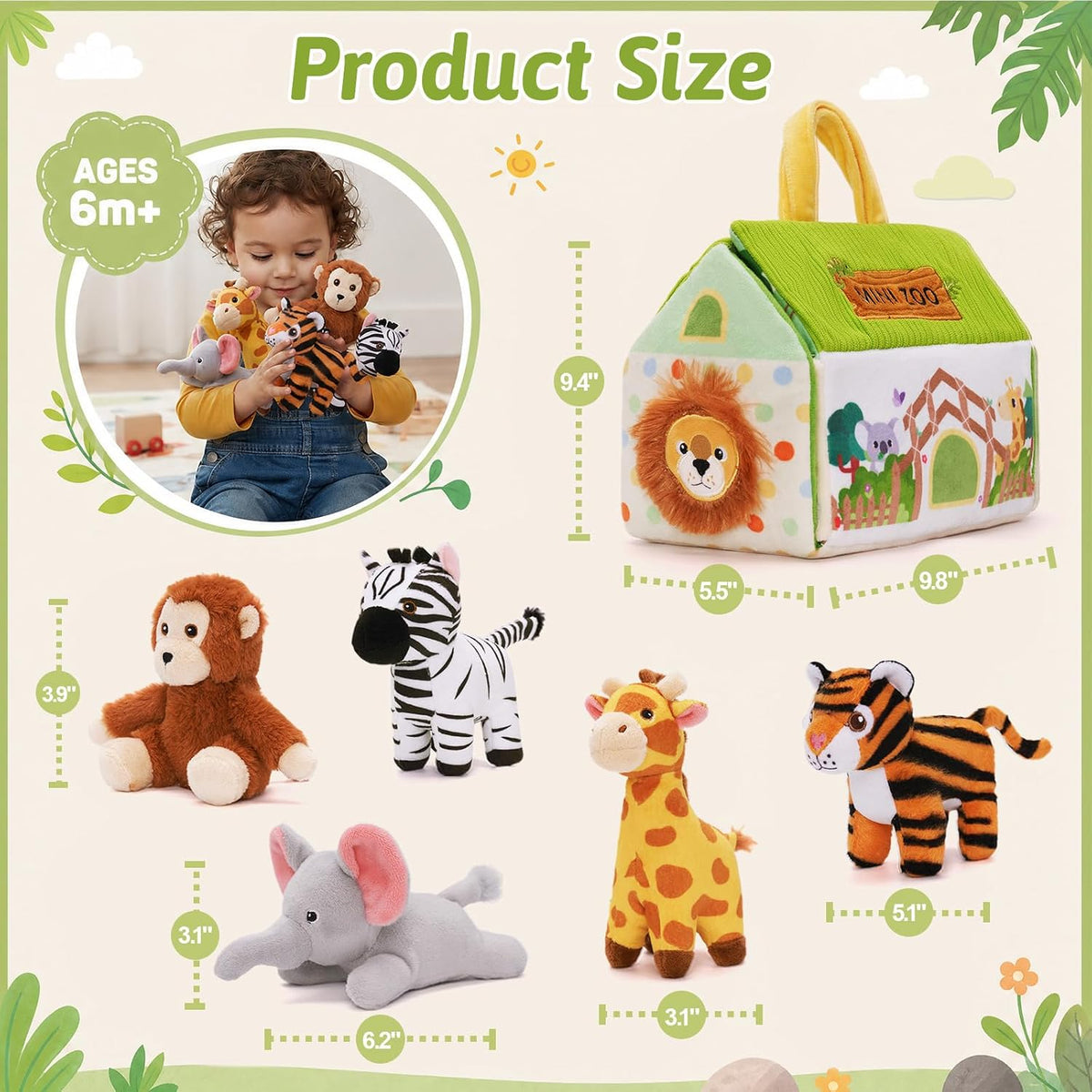 OUOZZZ Juguetes para niños de 1, 2 y 3 años, juego de animales de p...