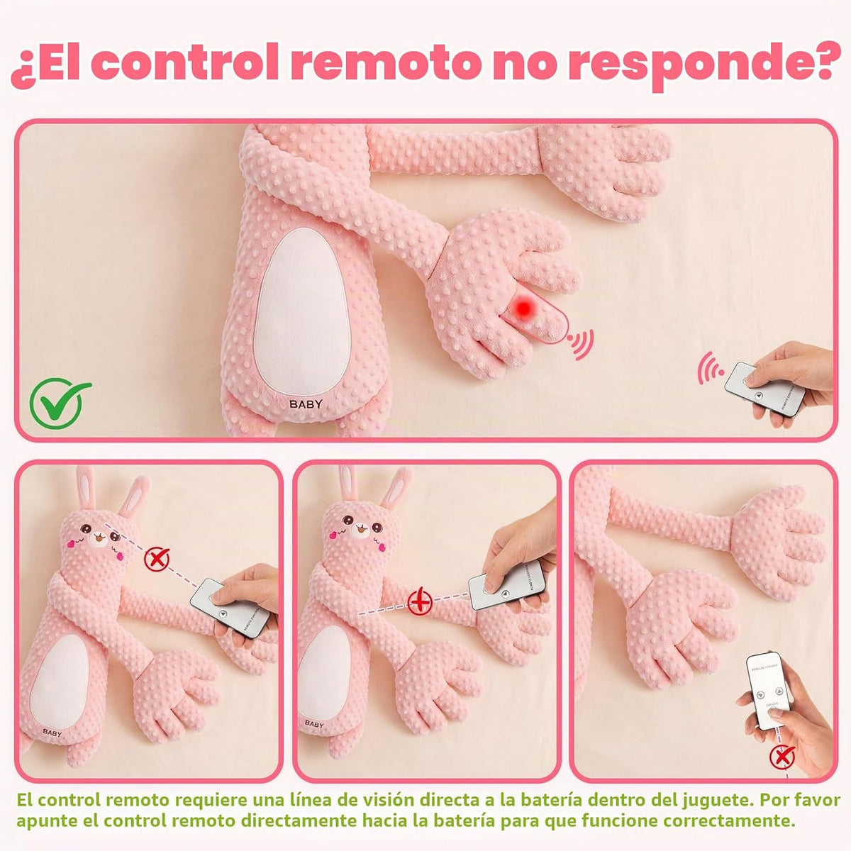 LiKiLiKi Pink Rabbit - Juguete de peluche interactivo con control r...