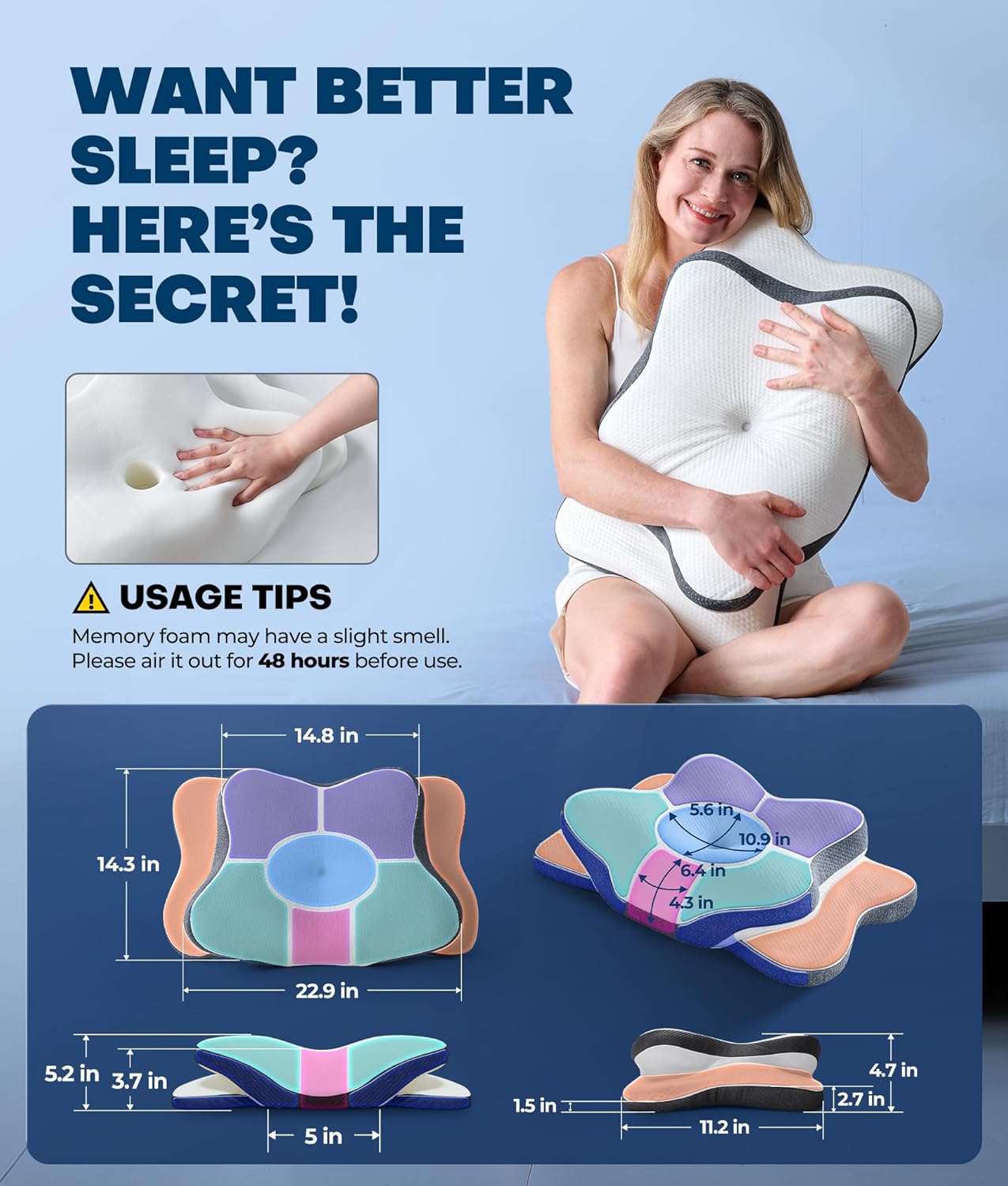 Almohada cervical para el cuello 5X para aliviar el dolor, almohada...