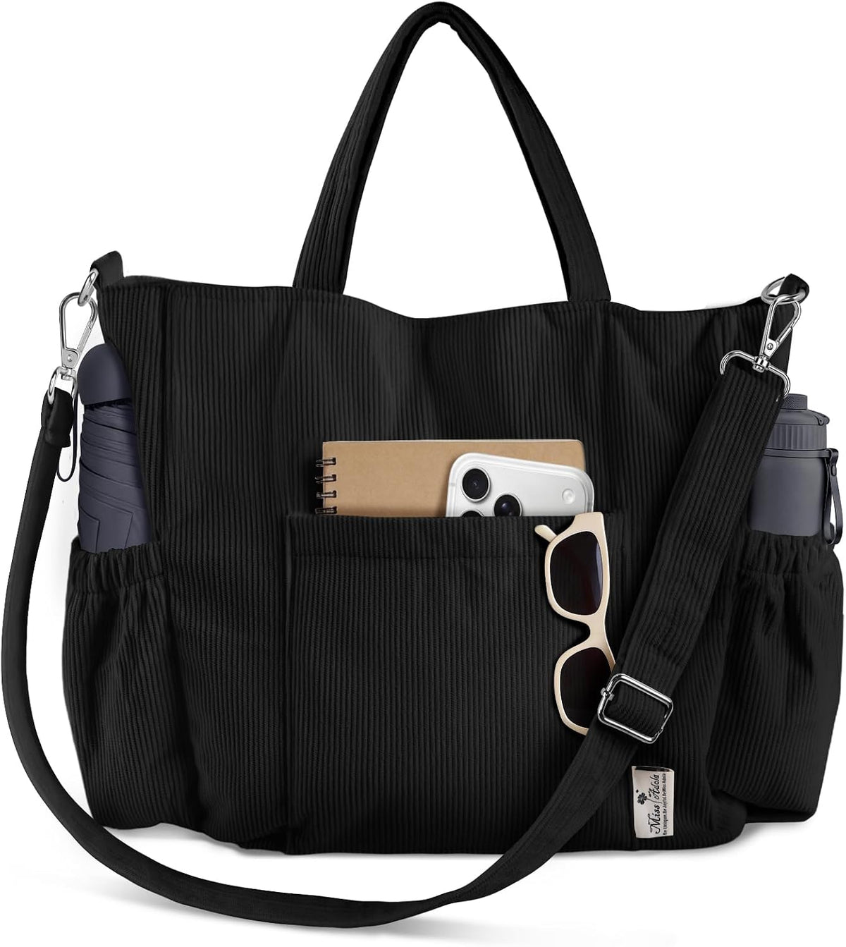 Miss Adola Bolso cruzado de pana para mujer, bolsa grande con múlti...