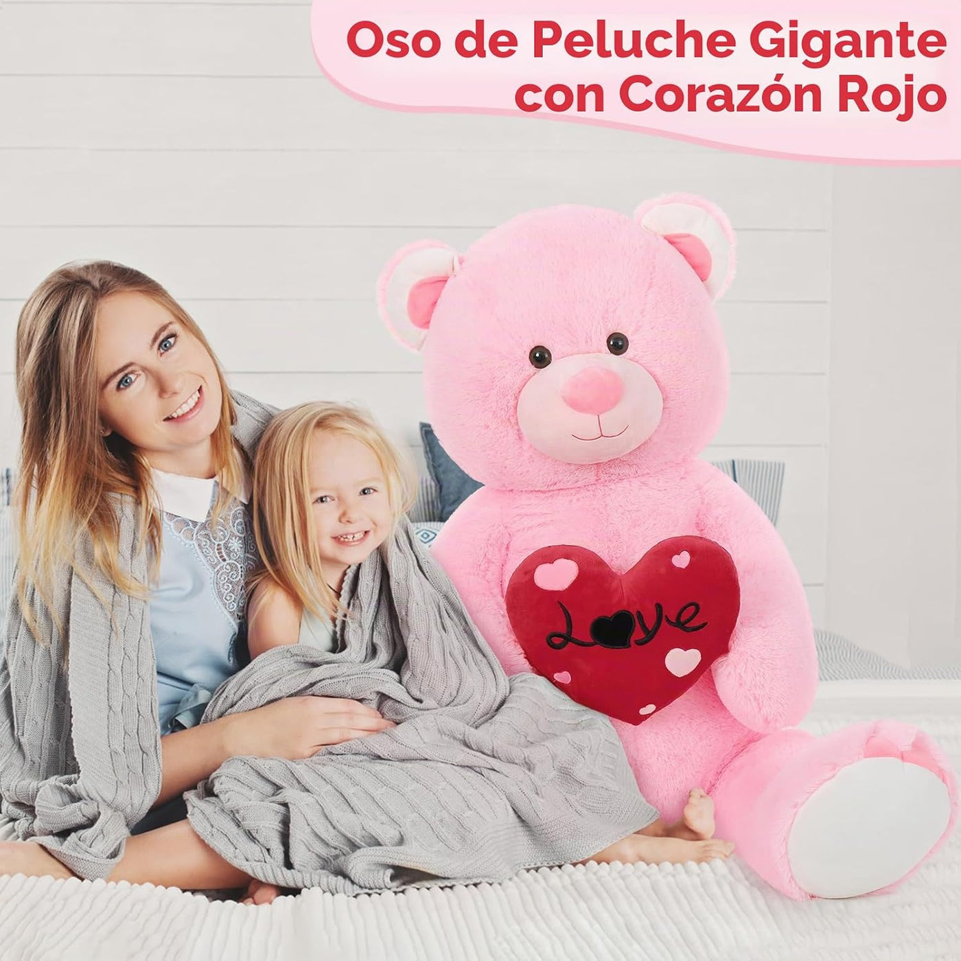 MaoGoLan Oso de peluche rosa grande de 51 pulgadas, regalos de San...