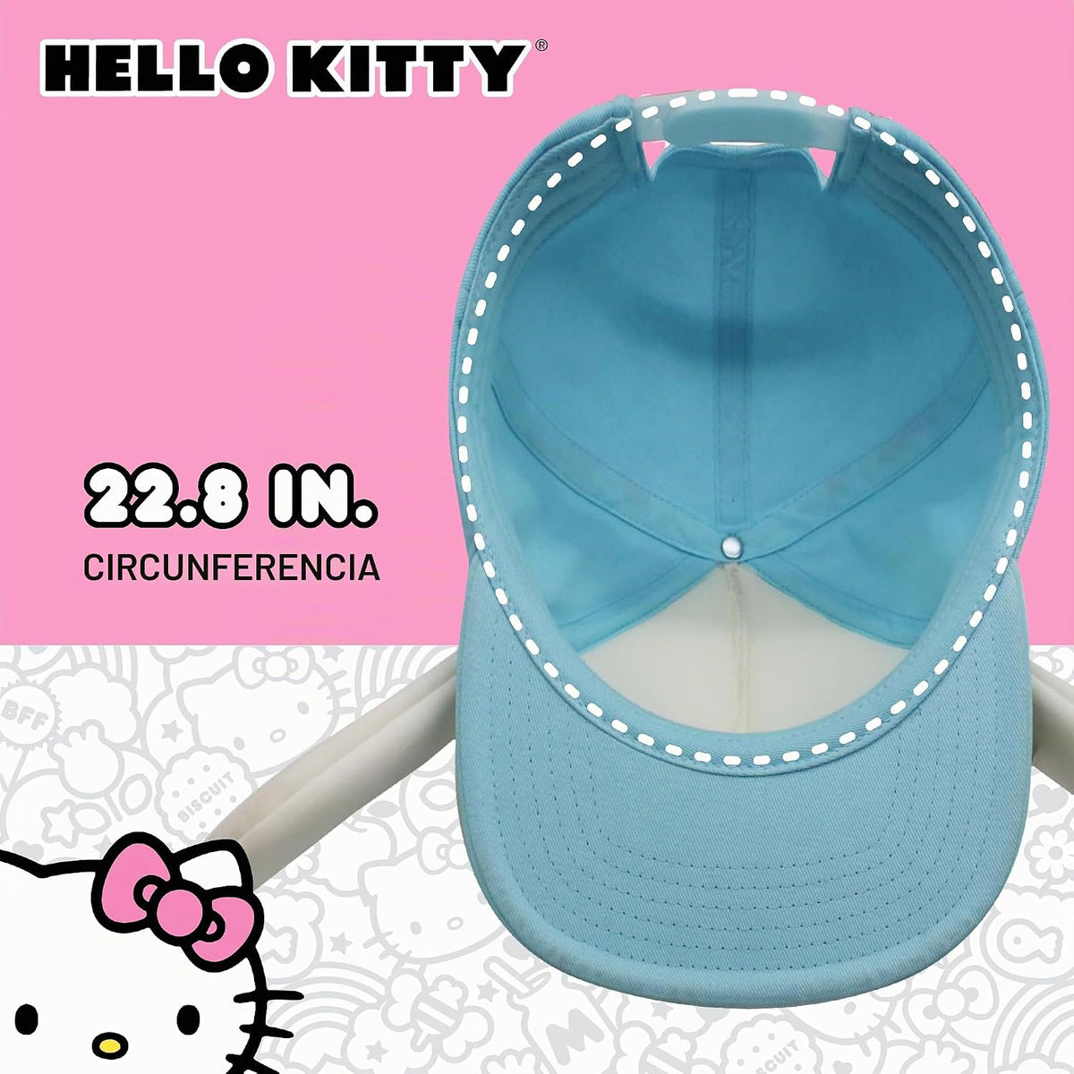 Hello Kitty Gorra de béisbol, gorra Snapback para mujer con ala pla...