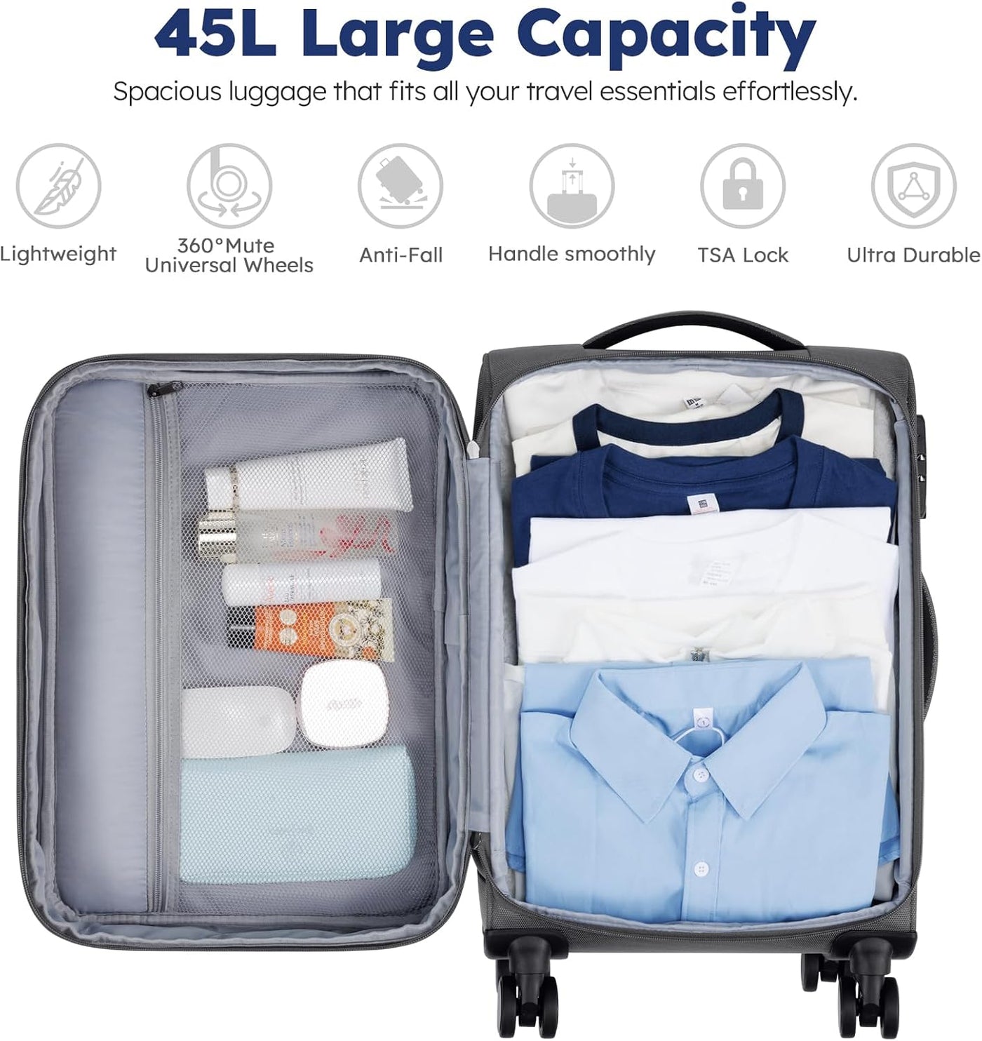 Softside - Maleta de mano expandible con apertura superior de 20 pu...