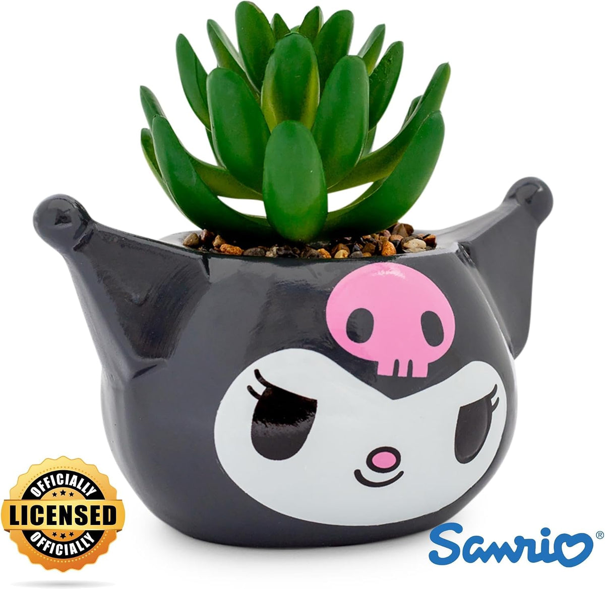 Toynk Sanrio Kuromi Smiling Head - Mini maceta de cerámica esculpid...