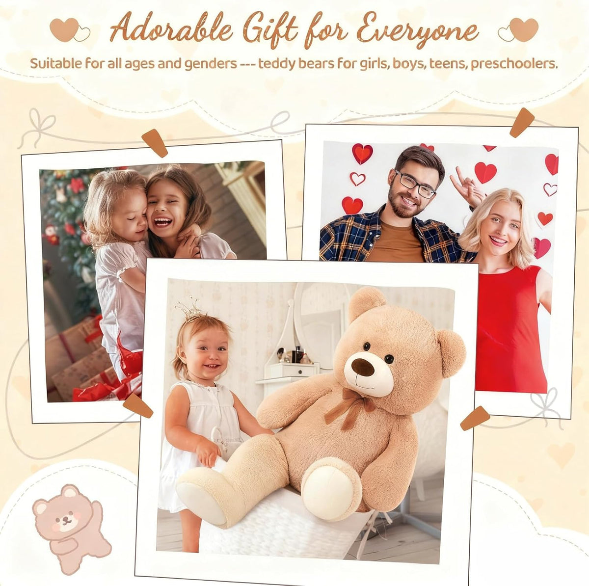 Toys Studio - Oso de peluche ultra suave de 51 pulgadas para niñas,...