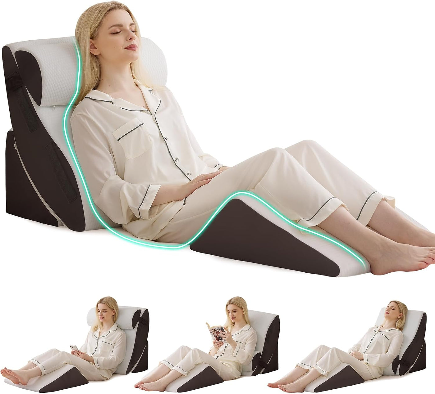 Bambulex Juego de 4 almohadas de cuña para después de la cirugía, b...