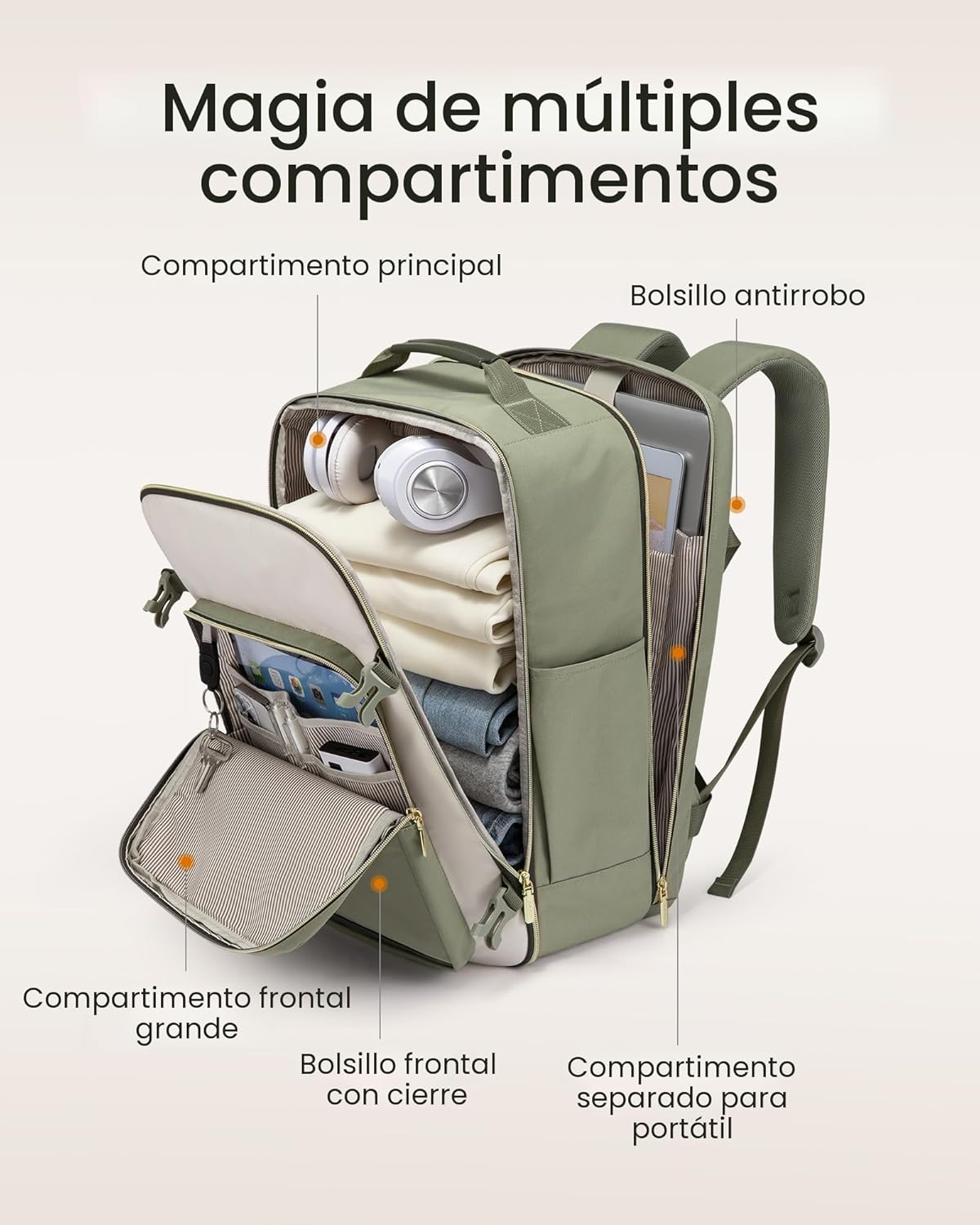 LOVEVOOK Mochila de viaje de 40 L para mujeres y hombres, equipaje...