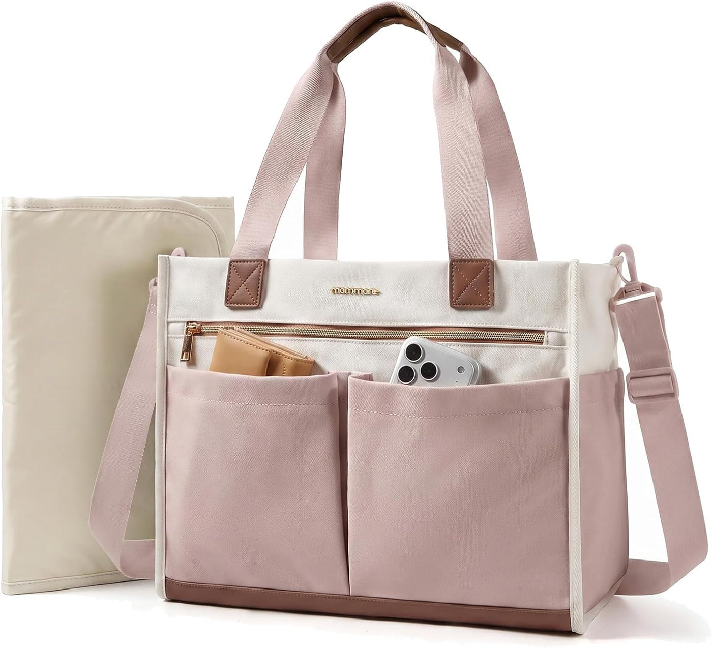 mommore Bolsa de pañales de lona Bolso de hospital con estilo para...