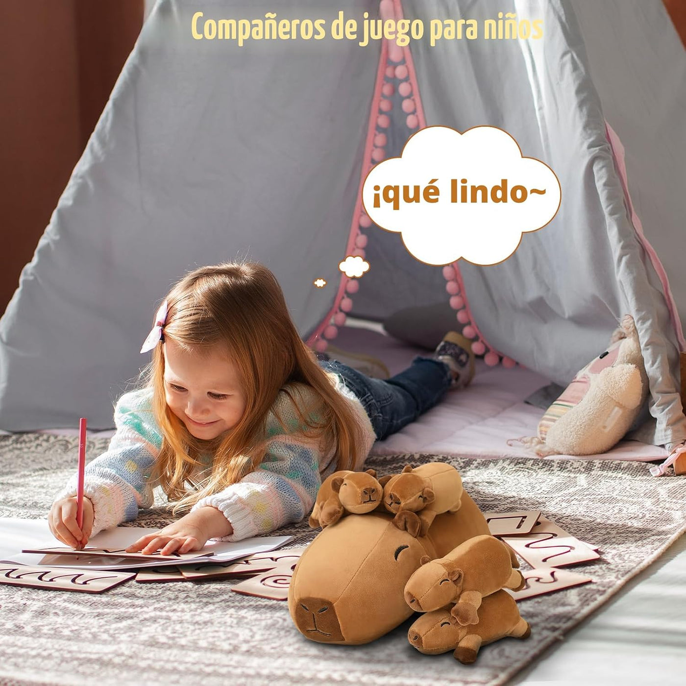 TOYSYM Capybara - Bonita almohada de peluche de Capybara con 4 pelu...
