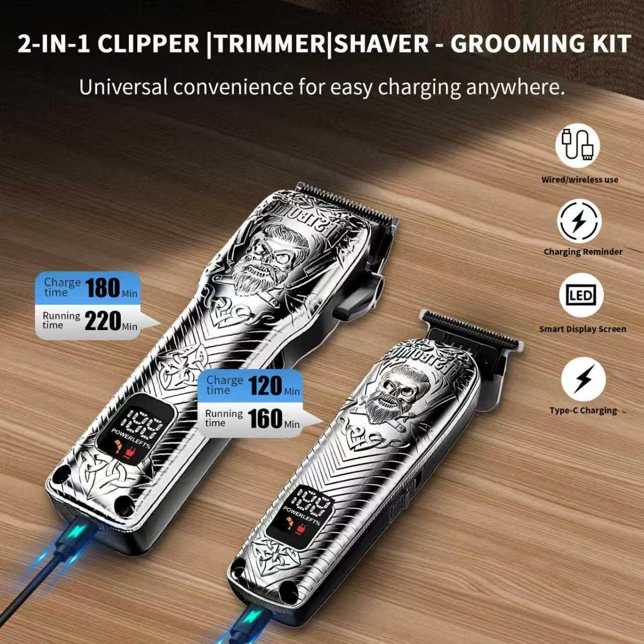 BESTBOMG Kits y juegos de cortapelos profesionales inalámbricos par...