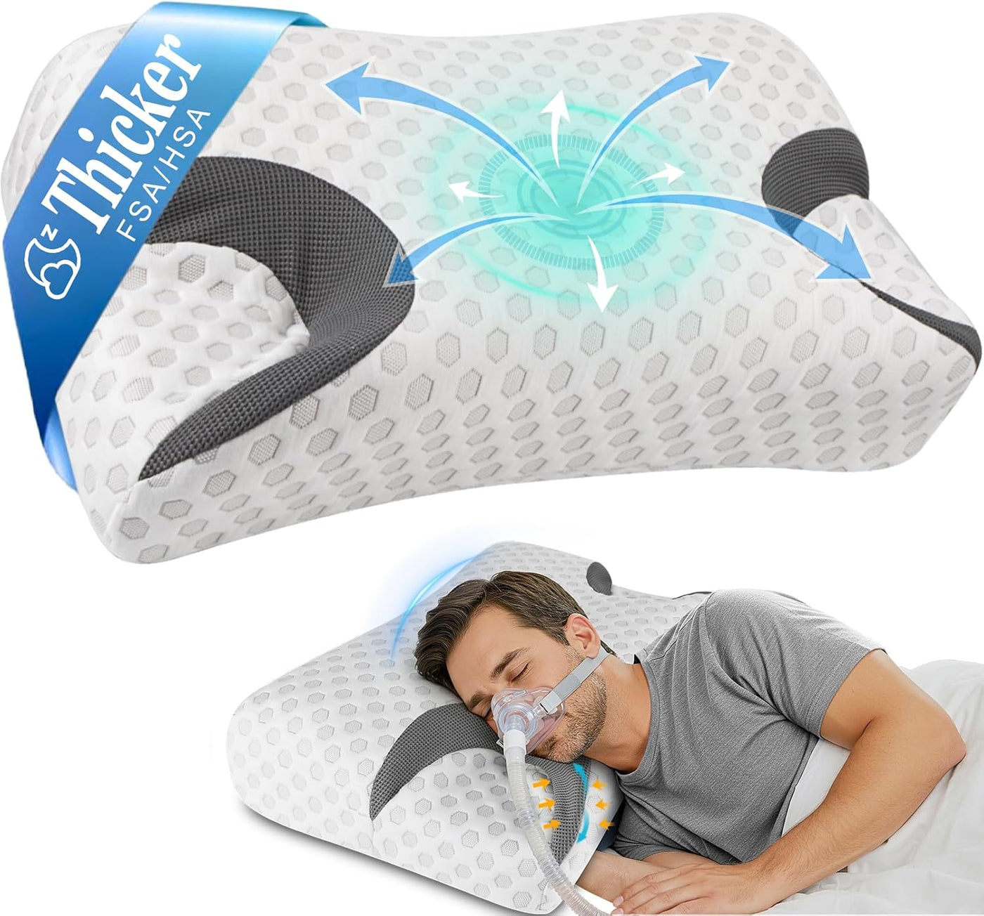 IKSTAR - Almohada CPAP para dormir de lado, almohada para apnea del...