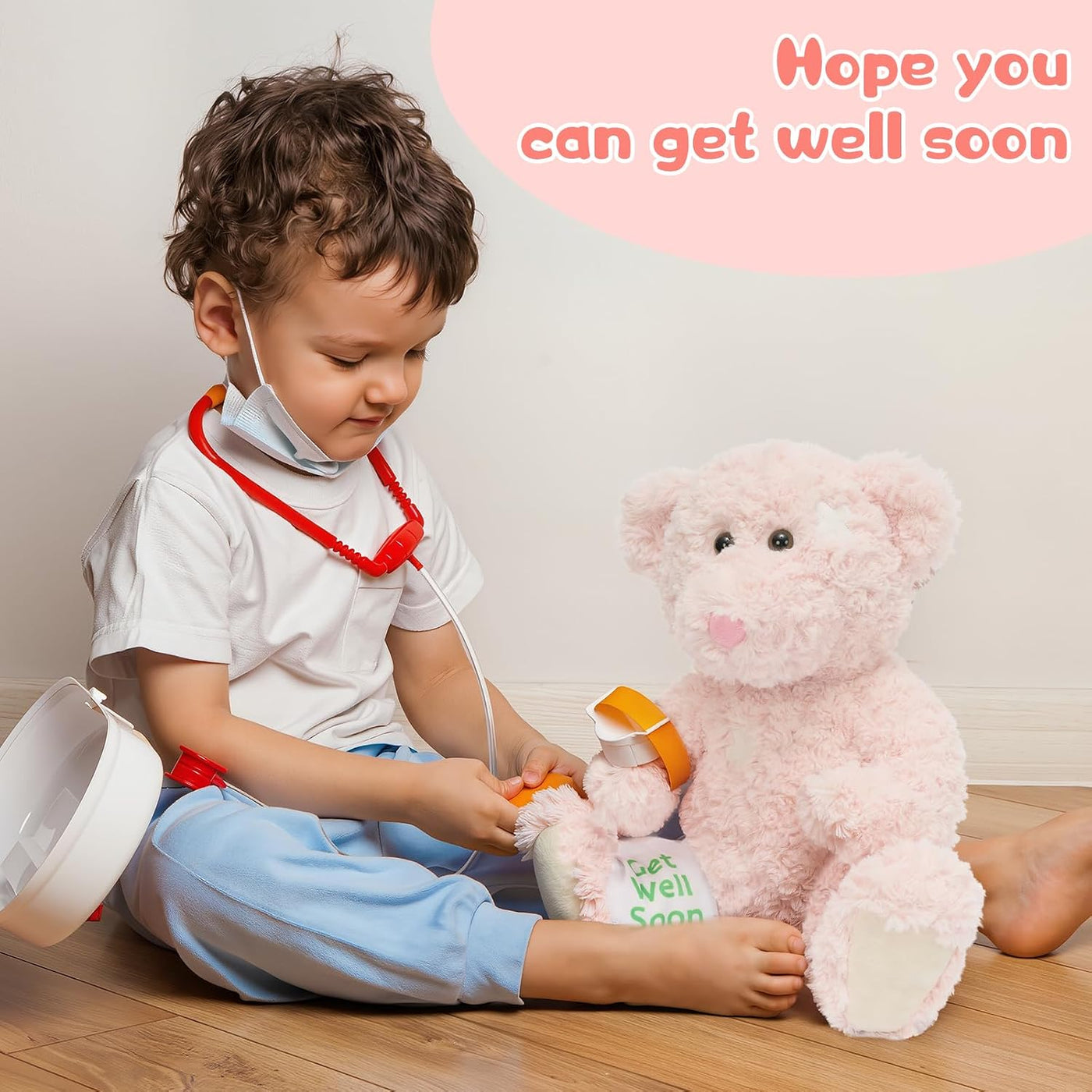 Muiteiur Oso de peluche Get Well Soon de 13.8 pulgadas, regalo de p...