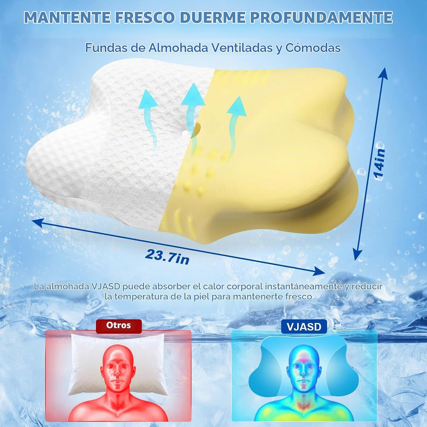 Almohadas cervicales para el cuello con espuma viscoelástica, almoh...