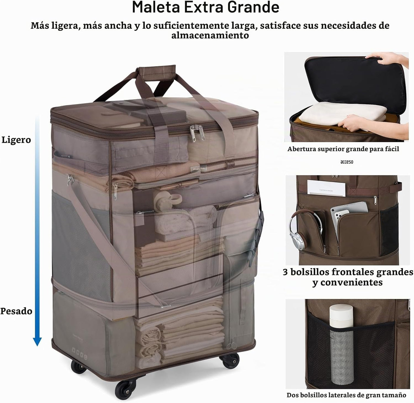 Maletas Hanke con ruedas, bolsa de equipaje plegable y expandible,...