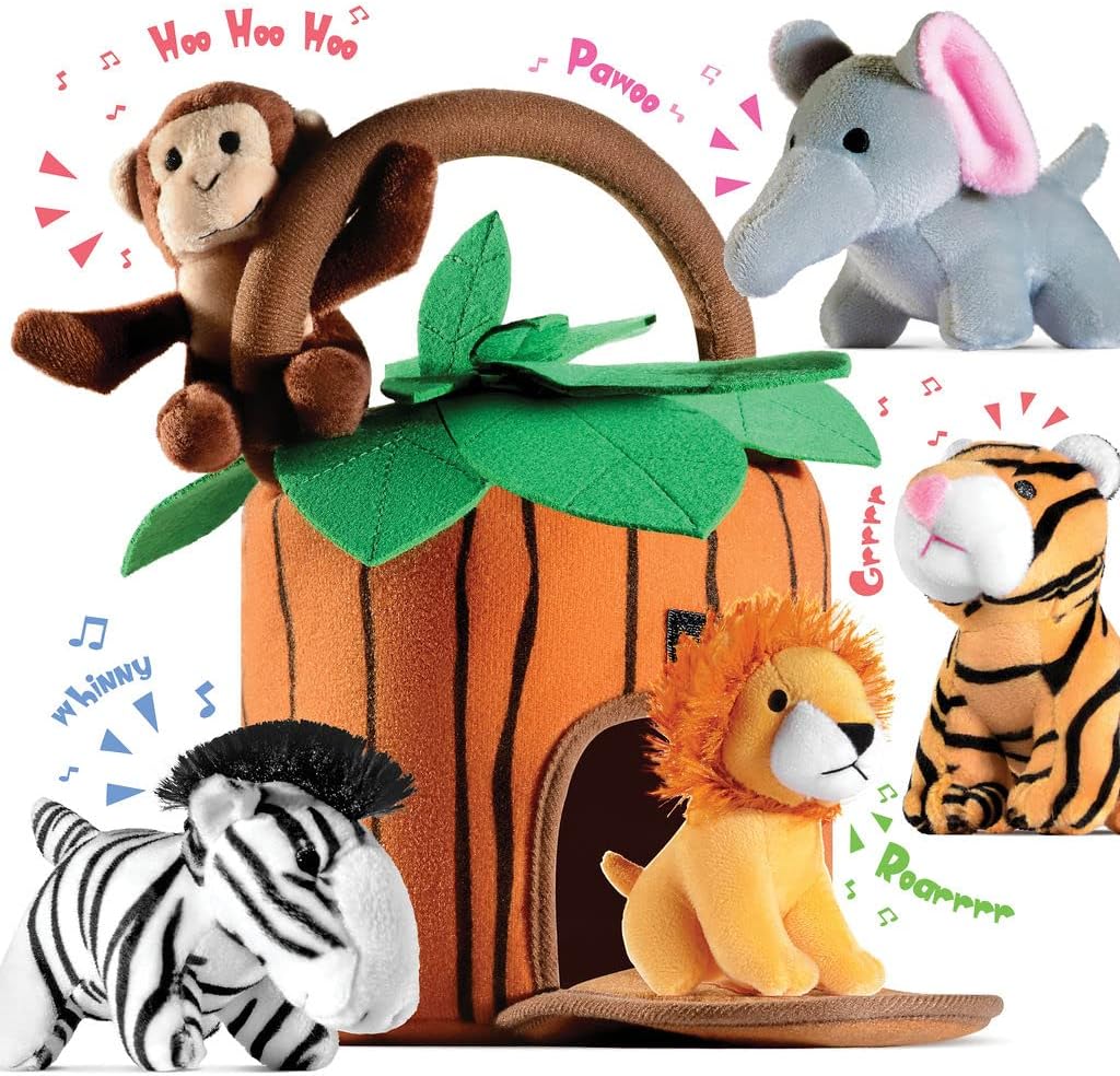 Play22 Juego de 6 piezas de animales de la selva parlantes de felpa...
