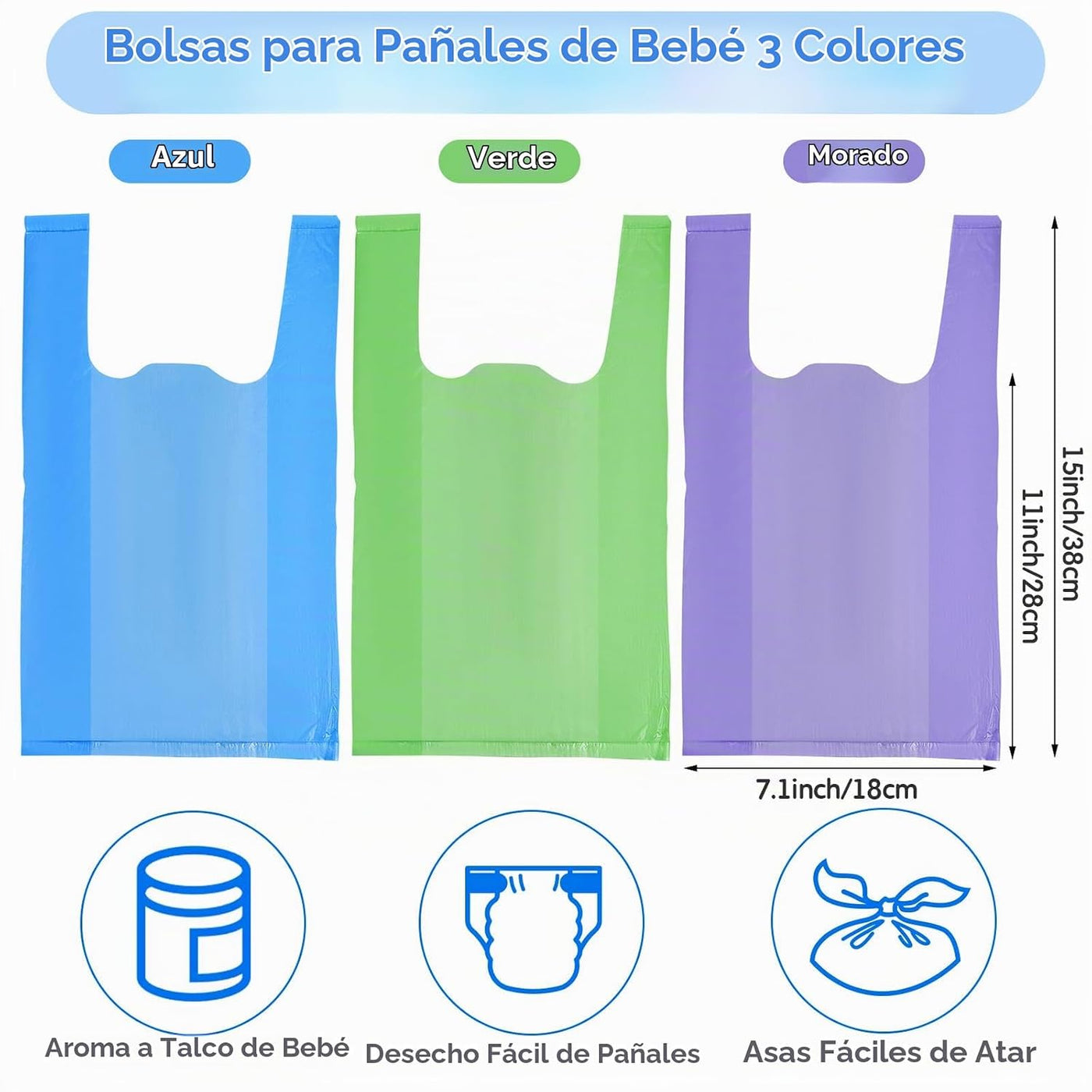 Tenceur 1800 bolsas de pañales desechables para bebé, bolsas de pañ...