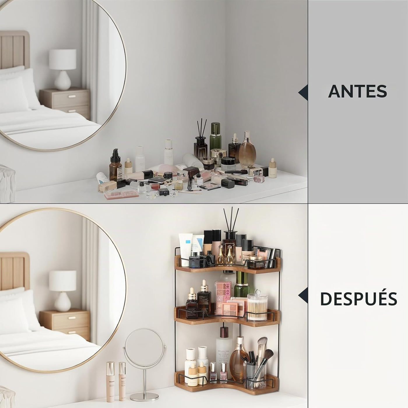 Snuvid Organizador de encimera de baño de 3 niveles, estante esquin...