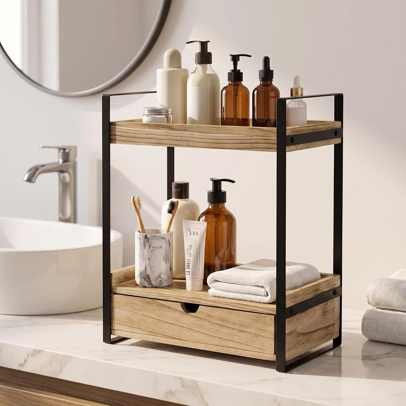 Ukonvi Organizador de Baño de 2 Niveles para Encimera con Cajón, Es...