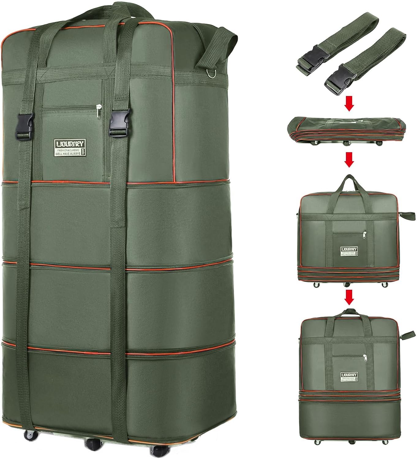 kooldaiwangwang Bolsa de viaje con ruedas, expandible, plegable, bo...