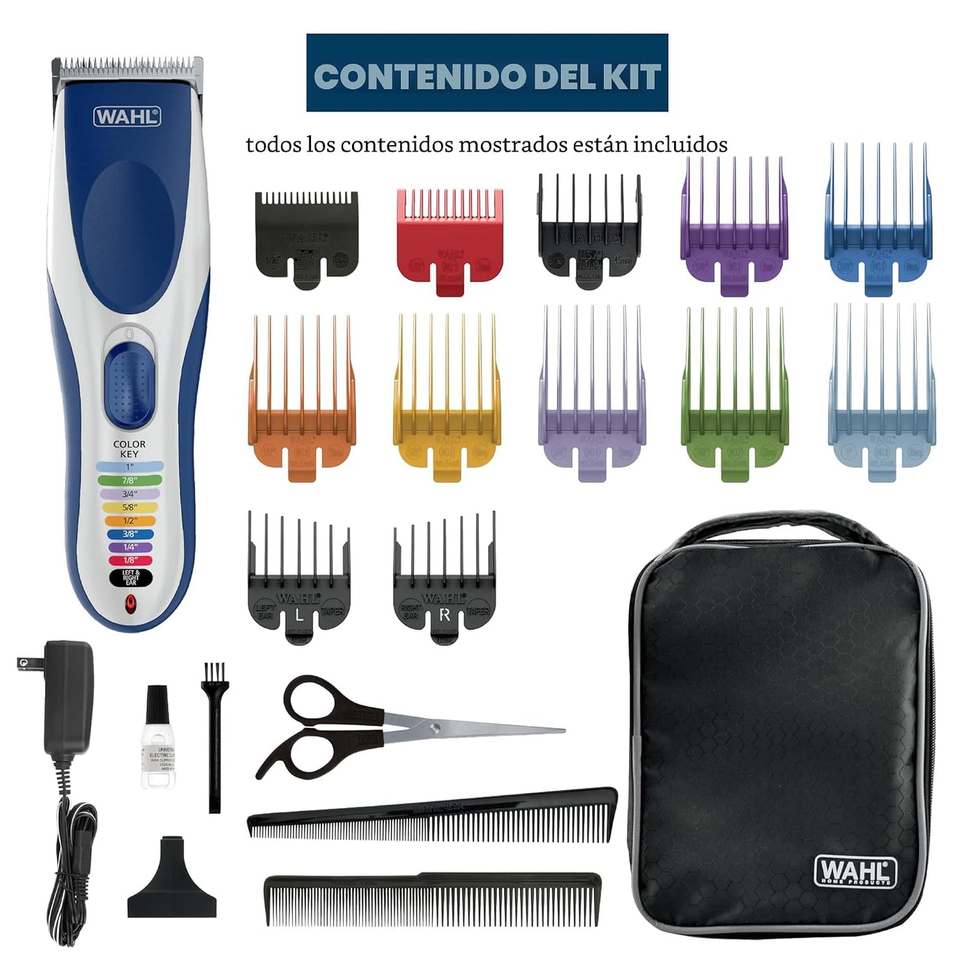 Máquina para cortar pelo de Wahl Color Pro, recargable, inalámbrica...