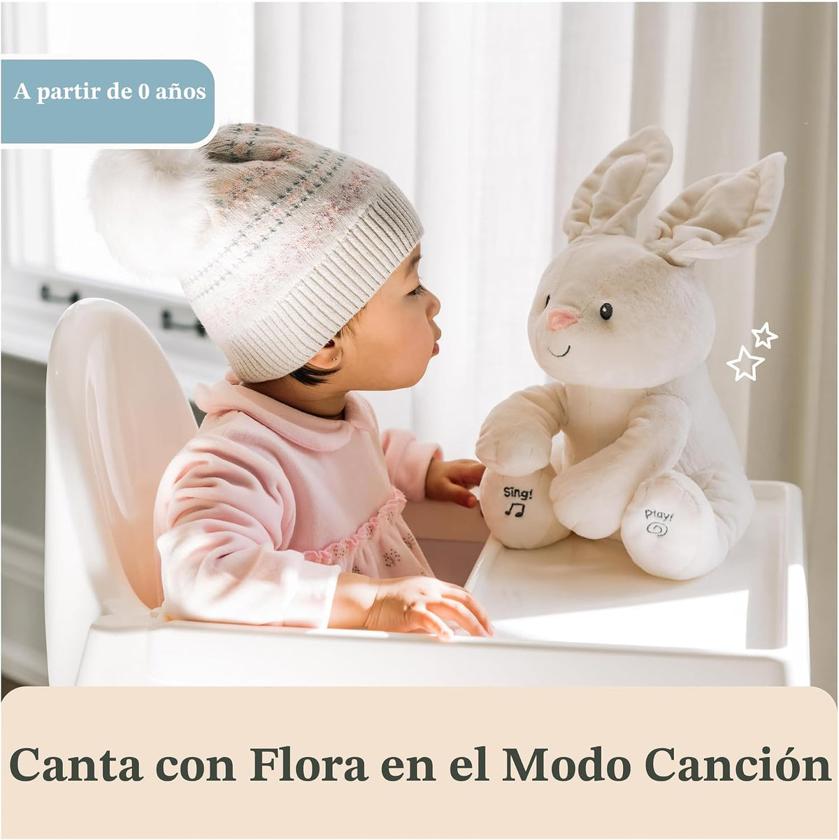 GUND Baby Flora Bunny - Juguete musical interactivo animado de 12 p...