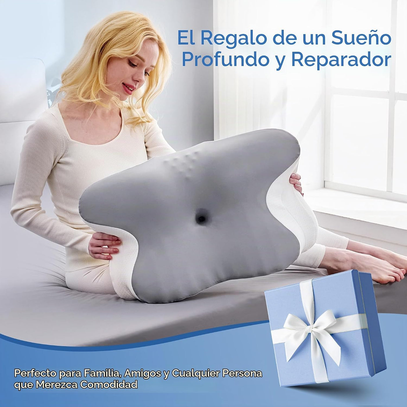 BDEUS Almohada cervical cervical para dormir, almohada ergonómica d...