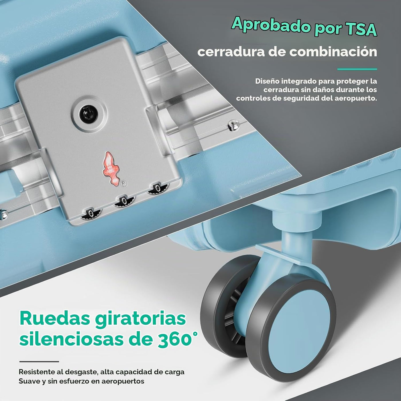 TIYFIY Equipaje de mano sin cremallera con portavasos y puertos USB...