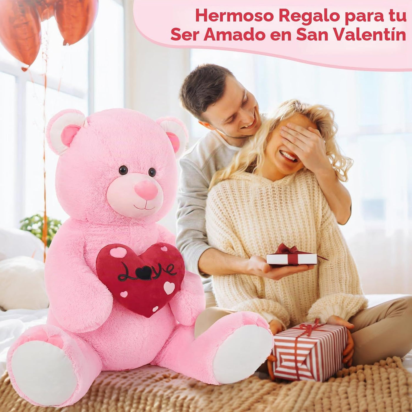 MaoGoLan Oso de peluche rosa grande de 51 pulgadas, regalos de San...