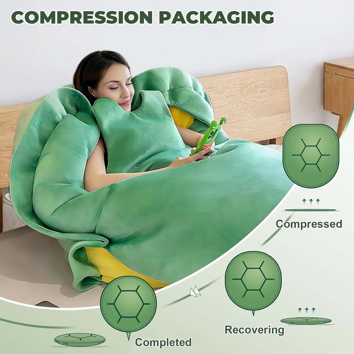 HXIDDANG Almohada de Concha de Tortuga Gigante Multifuncional Portá...