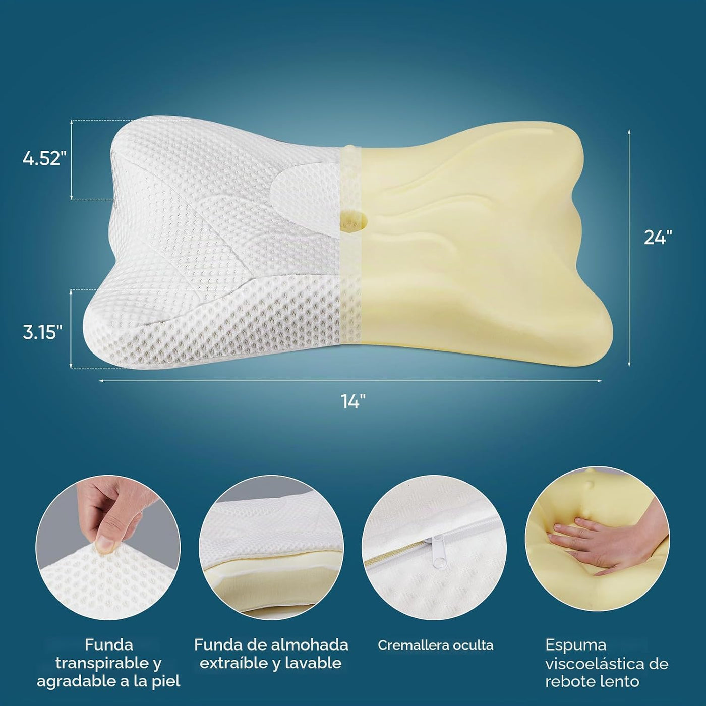 Sweetcrispy Almohada cervical para cuello y hombro, almohadas ergon...