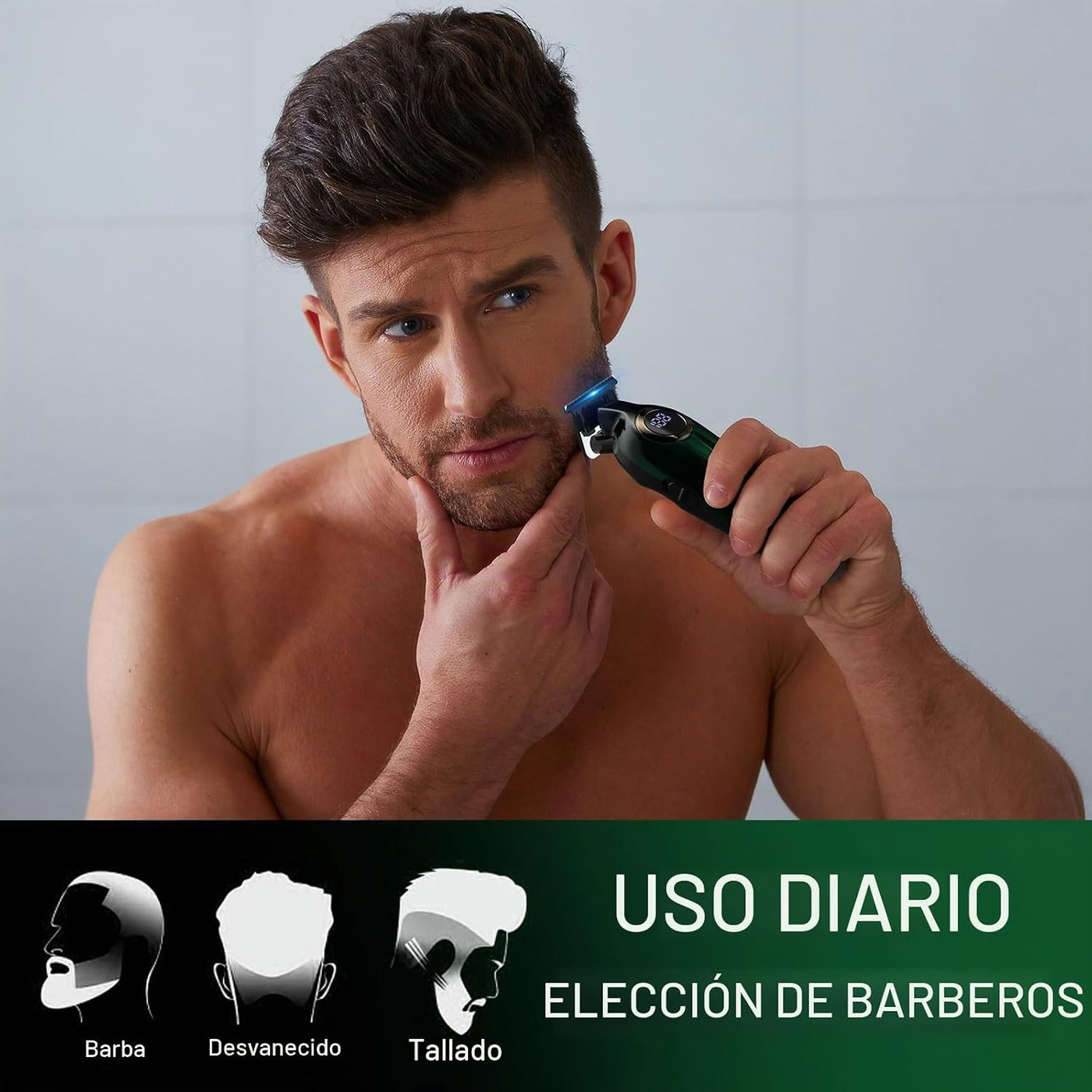 BILLAR® Cortapelos para hombres con recortador de barba, juego de c...