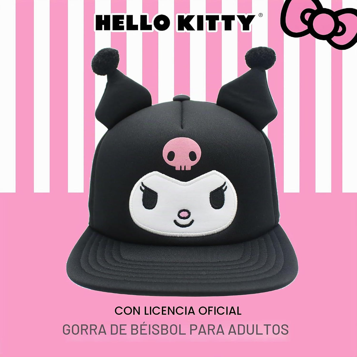 Hello Kitty Gorra de béisbol, gorra Snapback para mujer con ala pla...