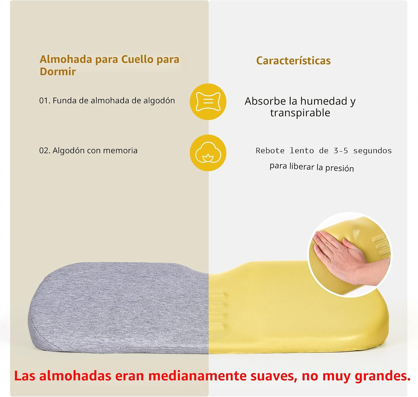 Almohadas Cervicales para el Alivio del Dolor al Dormir, Almohada d...