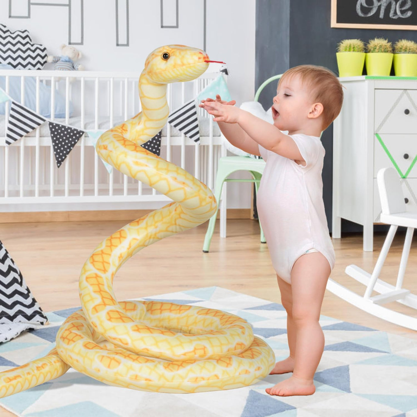 BRINJOY - Peluche de serpiente gigante, 149 pulgadas de gran animal...