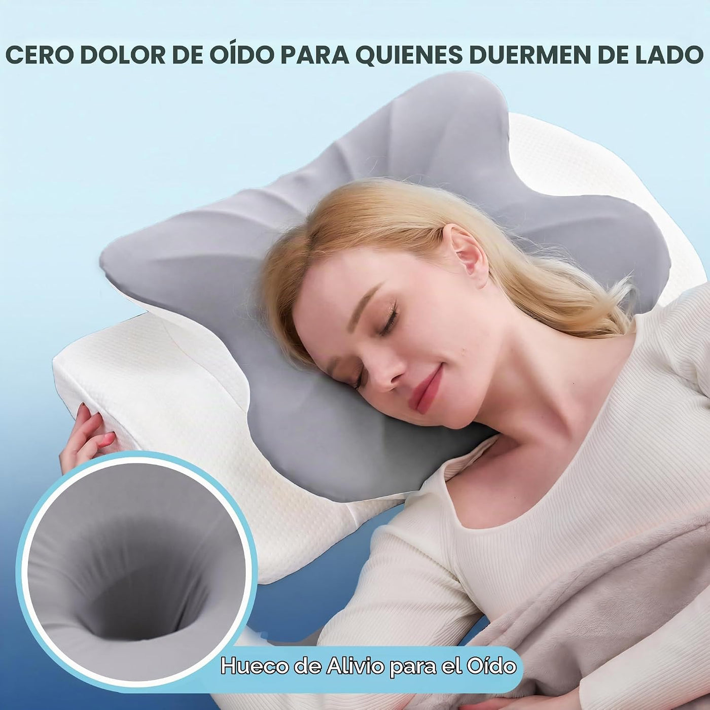 BDEUS Almohada cervical cervical para dormir, almohada ergonómica d...