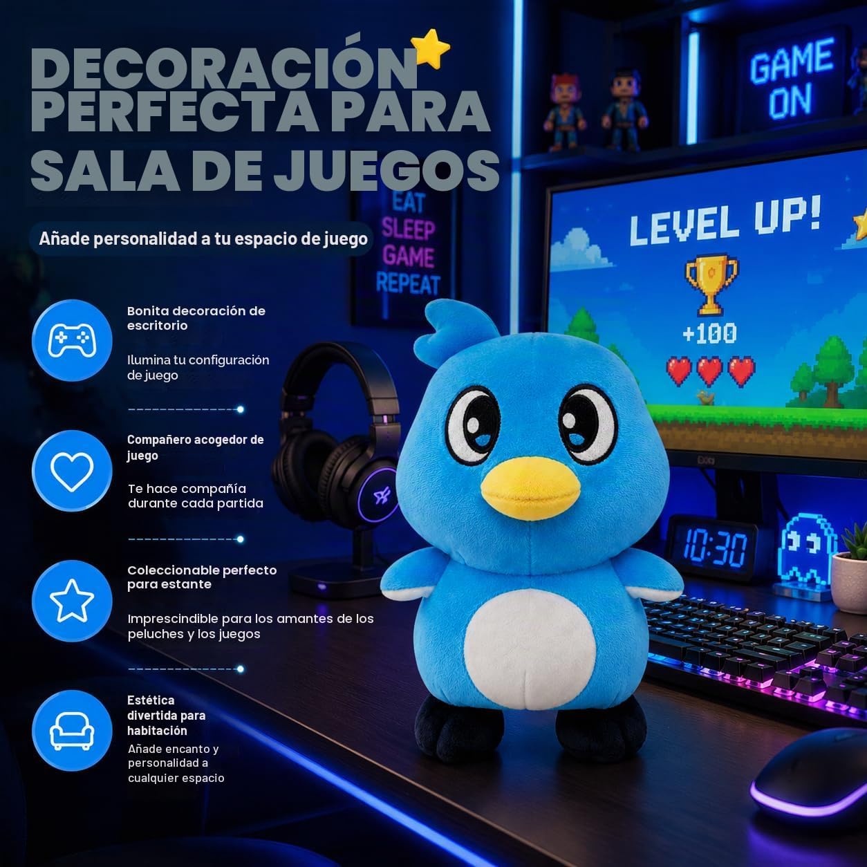 Juguete de peluche de pingüino azul, muñeca de peluche suave de 9.8...