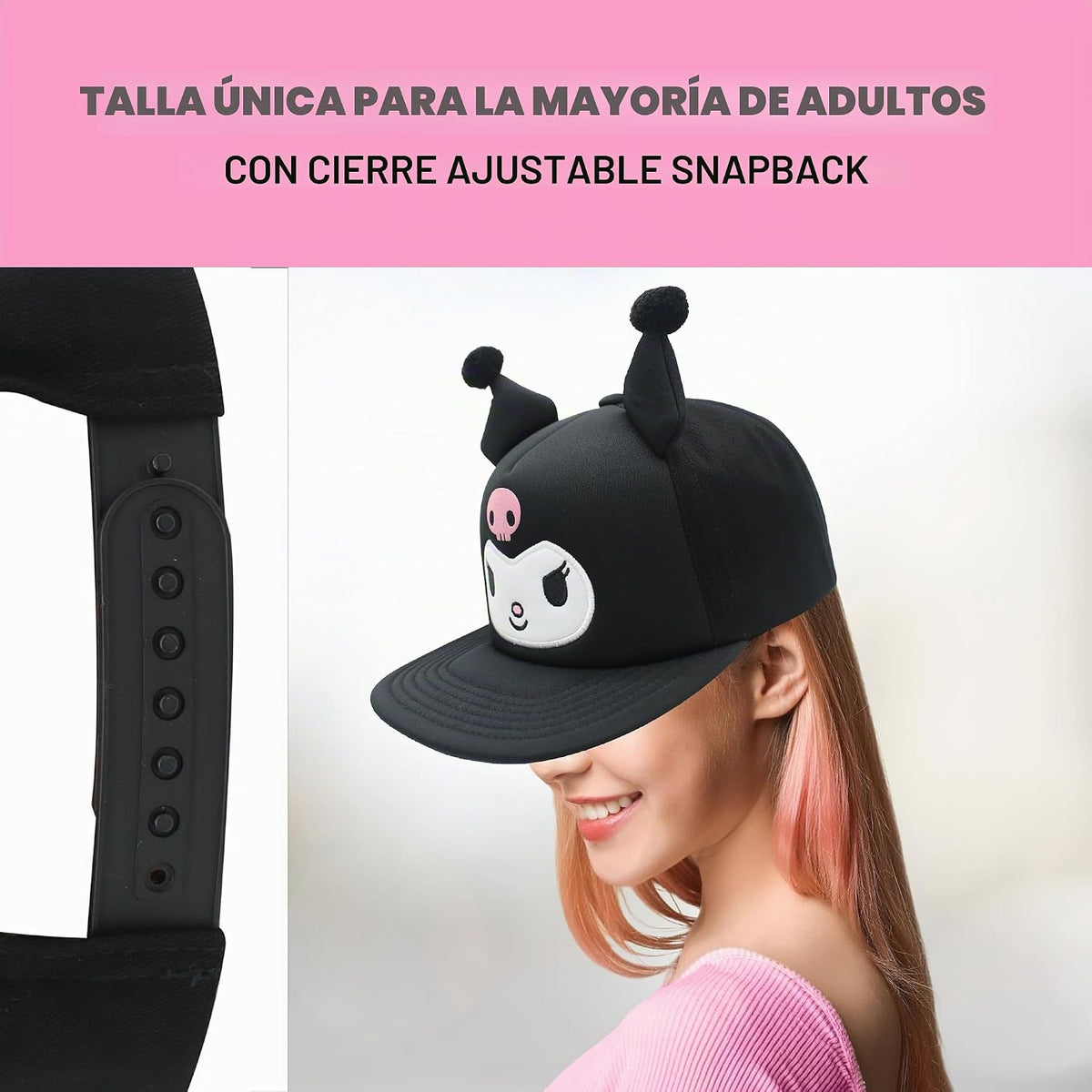 Hello Kitty Gorra de béisbol, gorra Snapback para mujer con ala pla...