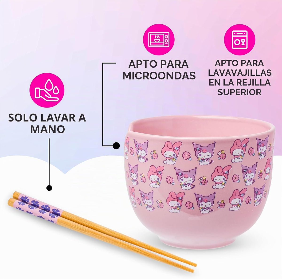 Silver Buffalo Sanrio Hello Kitty y sus amigos My Melody y Kuromi -...