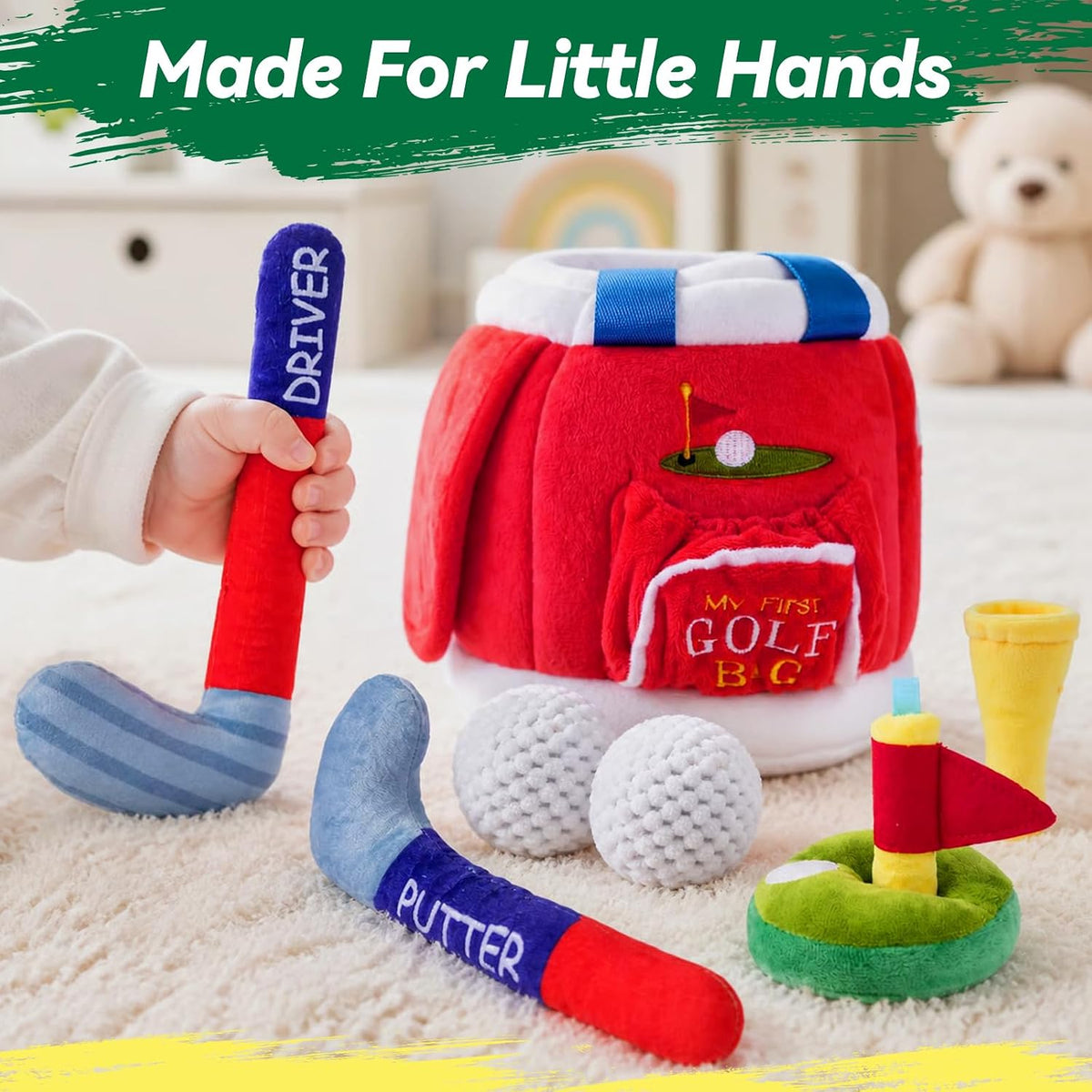 FIIOEOY My First Baby Golf Bag Plush Set, 7 piezas de juguete de go...
