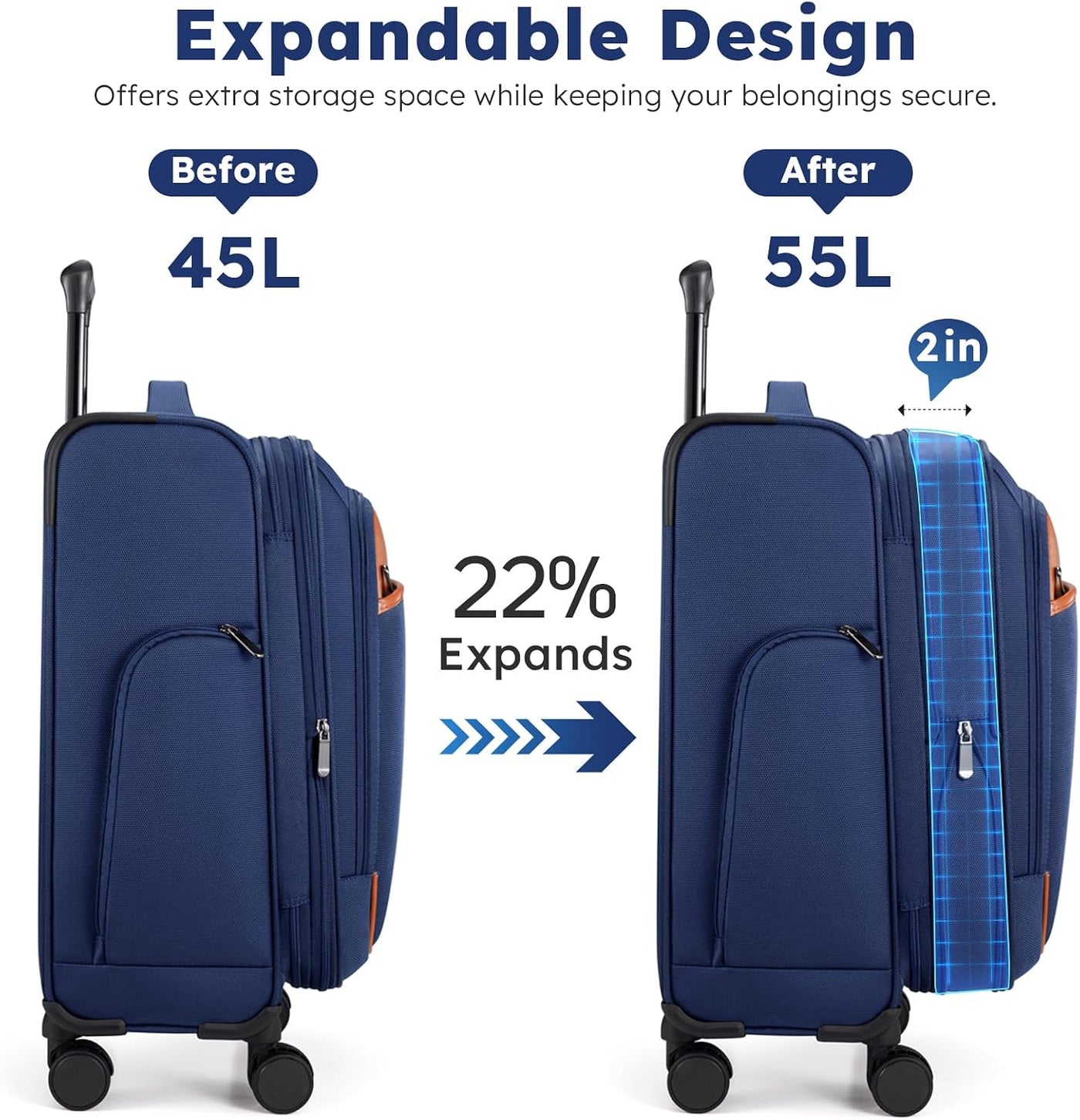 Softside - Maleta de mano expandible con apertura superior de 20 pu...