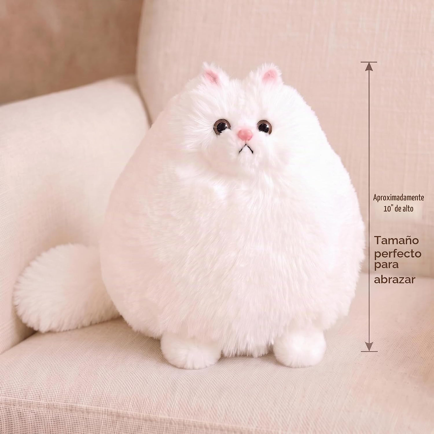 Winsterch Juguete de peluche de gato blanco de 10 pulgadas, animal...