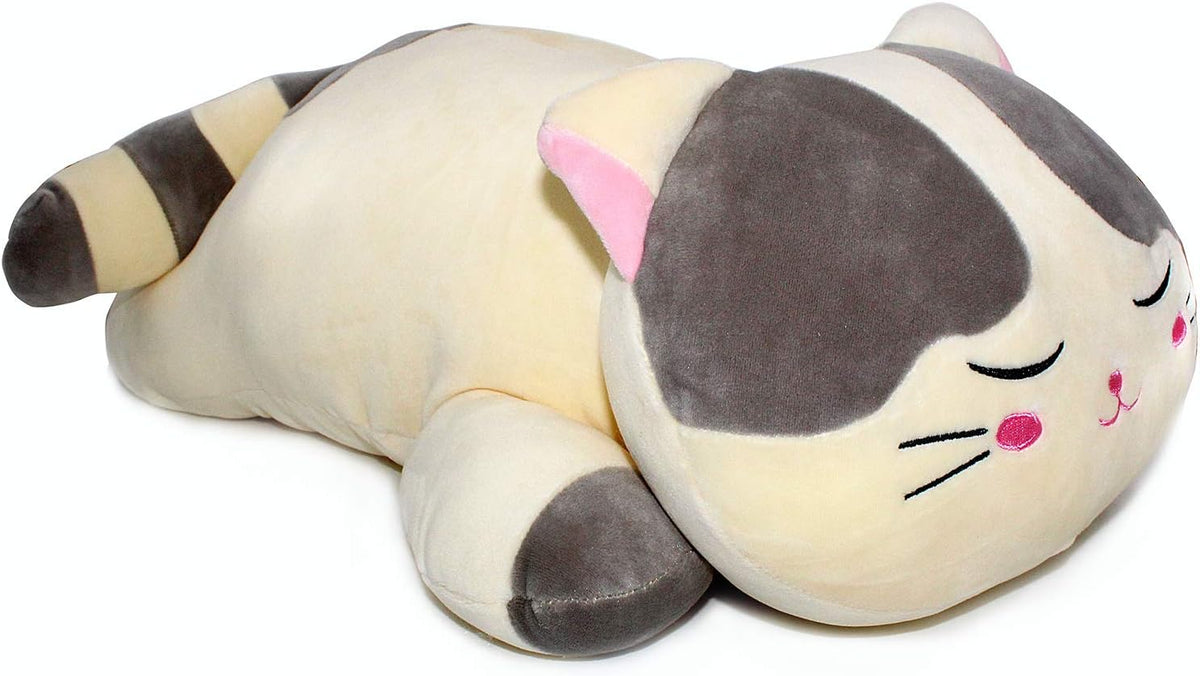 Vintoys - Almohada muy suave para abrazar con gato grande, color gr...