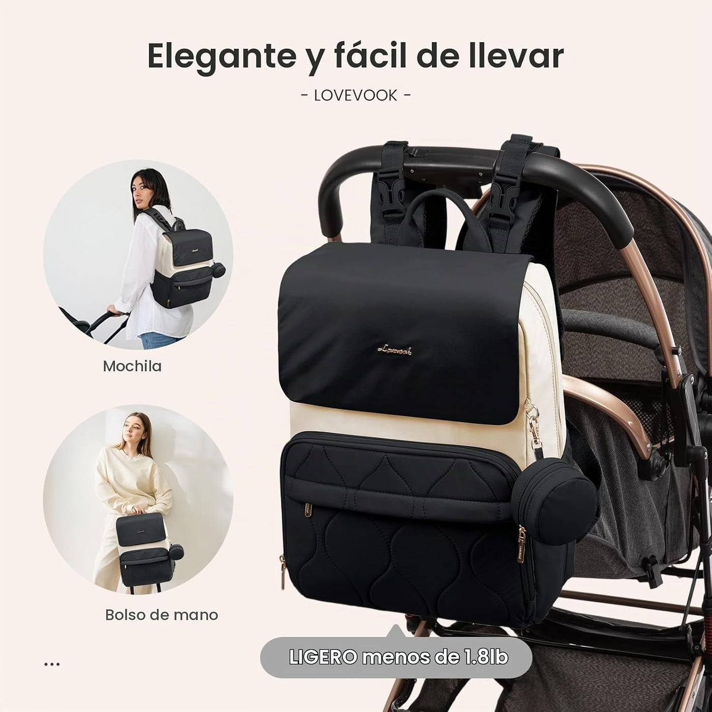 LOVEVOOK Mochila para Pañales, Bolsas de Viaje para Bebés para Niño...