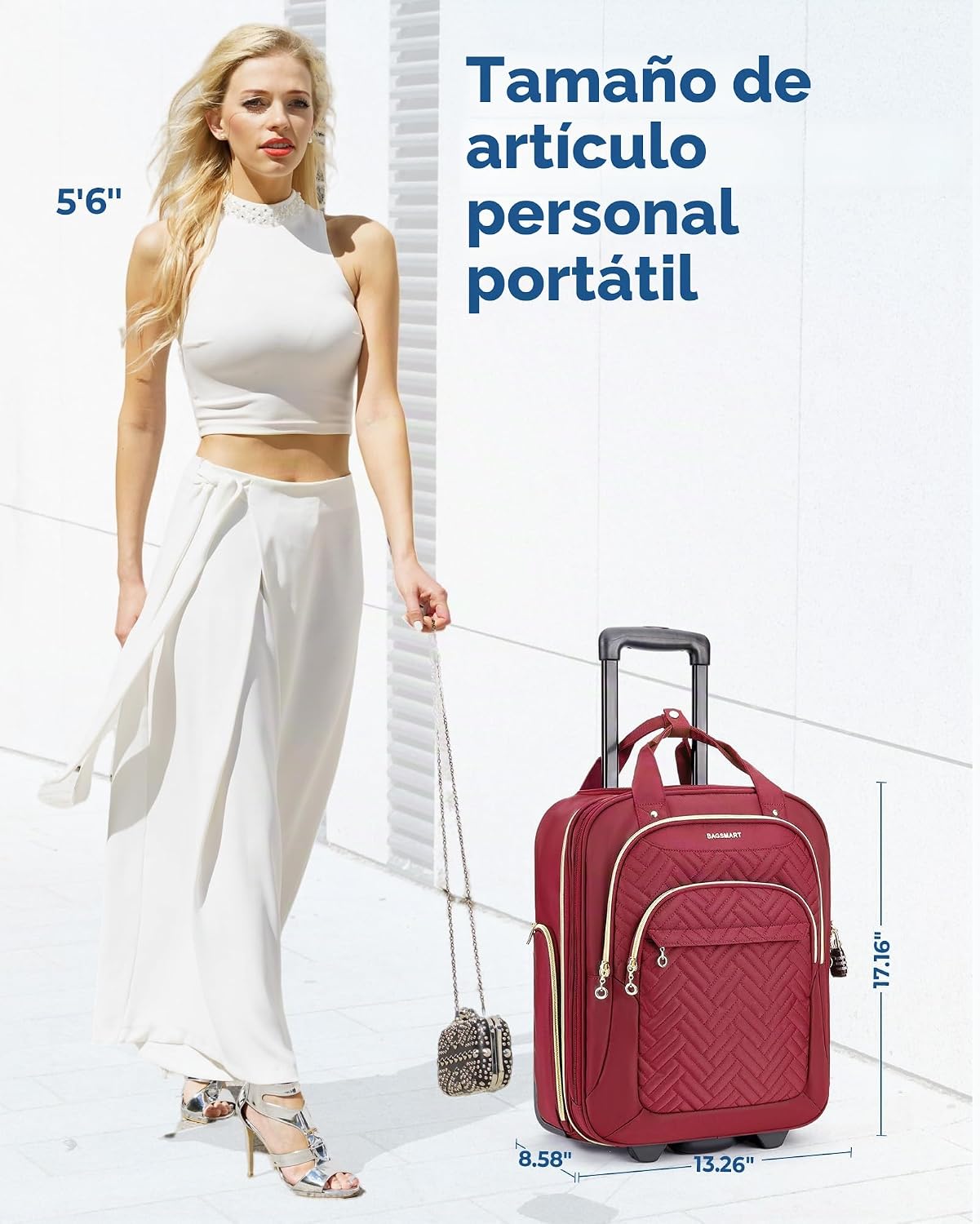 BAGSMART - Maleta de mano para debajo del asiento, maleta suave de...